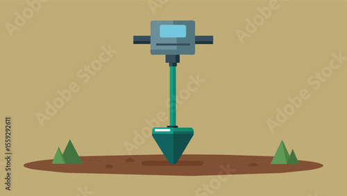 A small handheld device with a rotating auger allowing farmers to quickly and accurately take soil samples from multiple depths.. Vector illustration