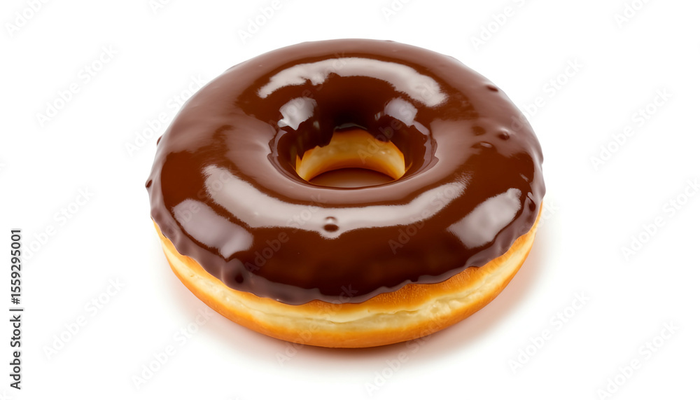 Chocolate glazed donut on white background Chocolate glazed donut on white background