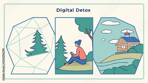 Digital Detox Concept Depicting Nature and Technology Interaction.