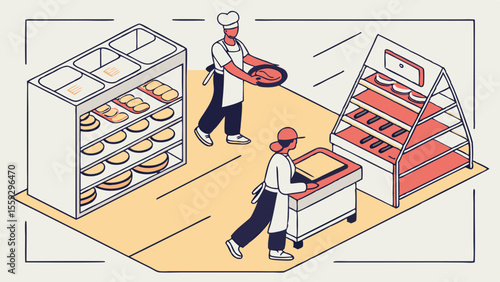 Food Preparation in a Modern Bakery.