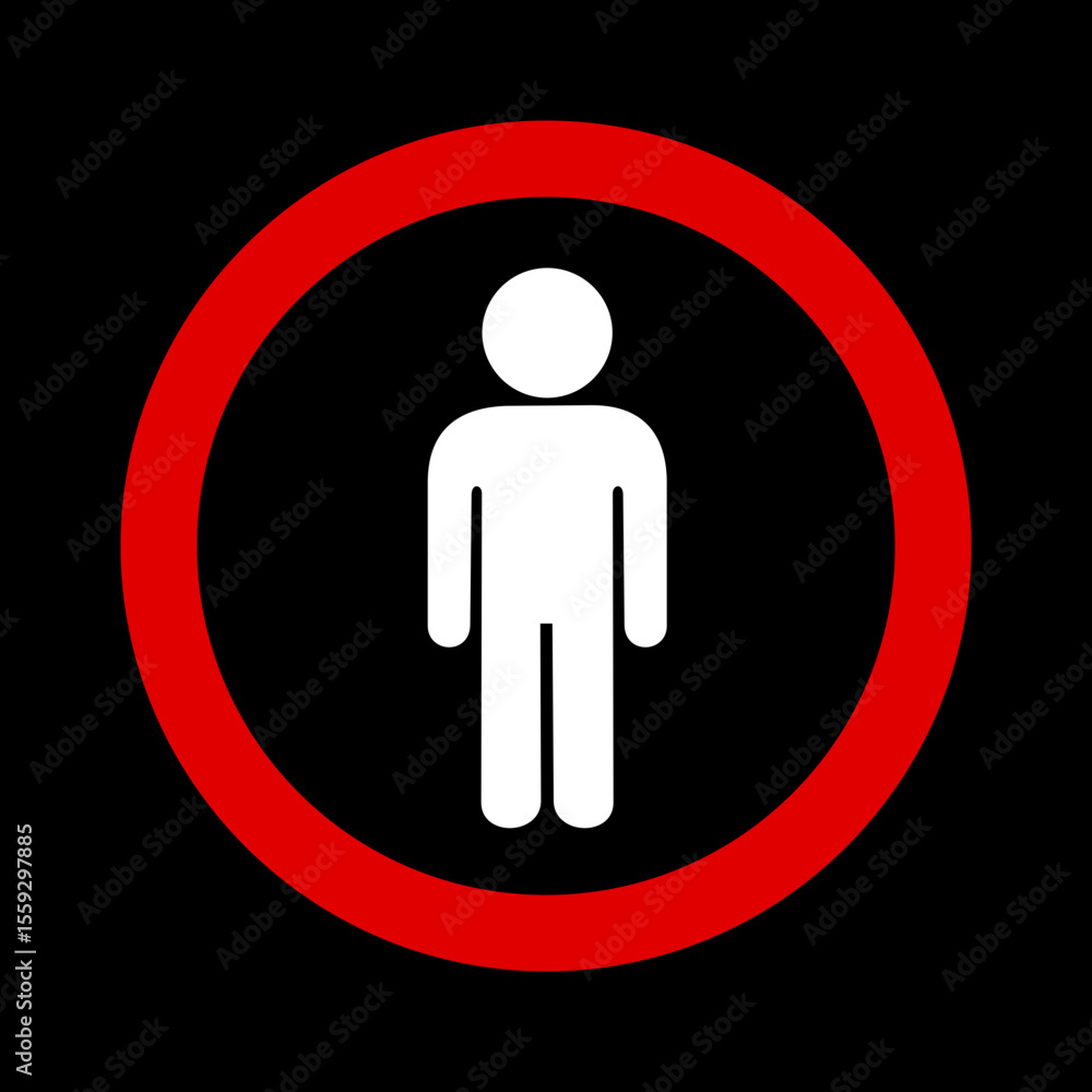Man with thick circle around him as metaphor for male loneliness epidemic, social disconnection or safe zone. Avoidance, isolation and defense. Vector illustration. Man with thick circle around him as metaphor for male loneliness epidemic, social disconnection or safe zone. Avoidance, isolation and defense. Vector illustration.