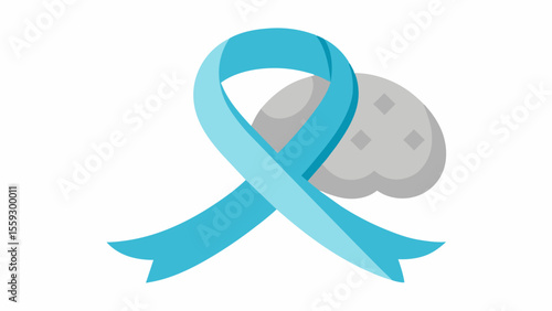 The light blue and gray ribbon represents Lewy body dementia a progressive brain disorder characterized by abnormal deposits of proteins in the brain causing problems with movement. Vector