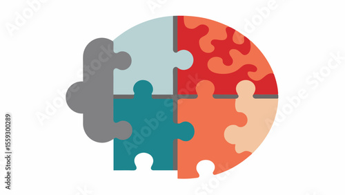 Faded Puzzle A puzzle with faded and wornout pieces representing the gradual and sometimes irreversible decline of memory in someone with a degenerative brain disease.. Vector illustration