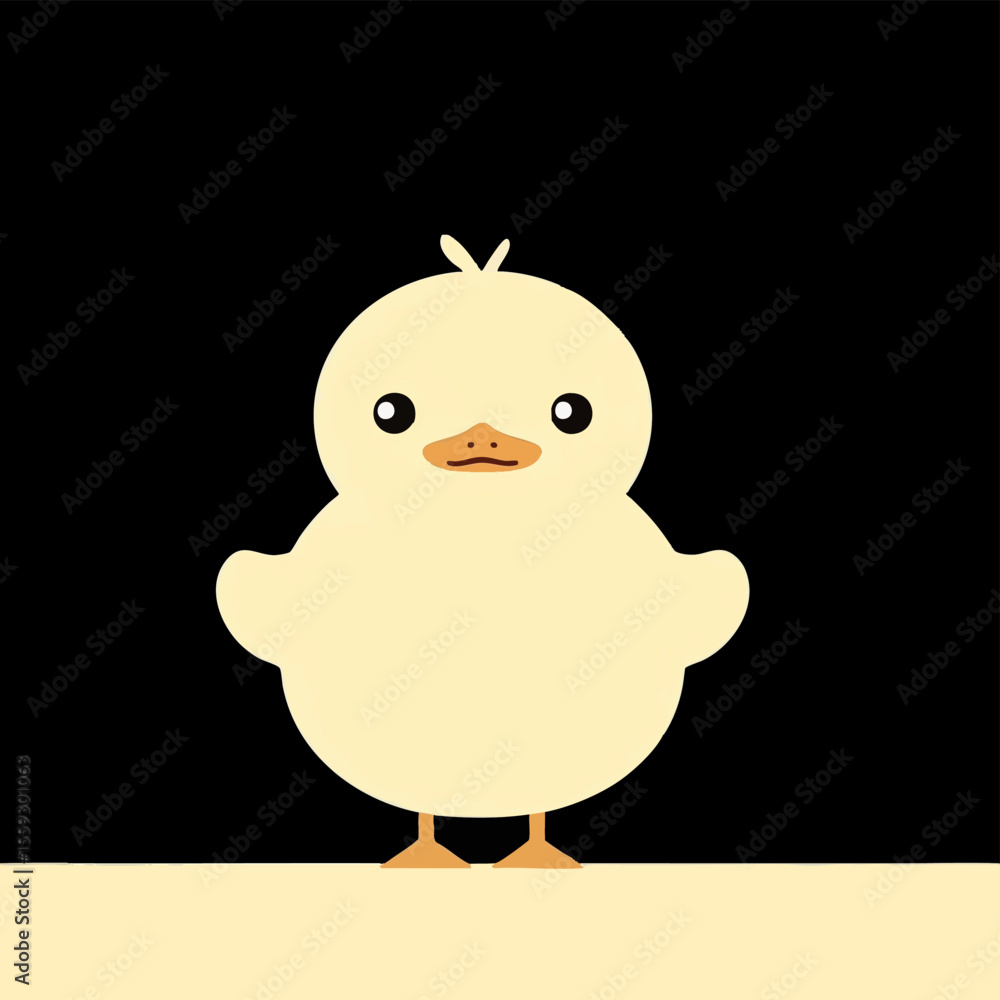 Minimalistic Cute Yellow Duck Illustration on Black Background Minimalistic Cute Yellow Duck Illustration on Black Background