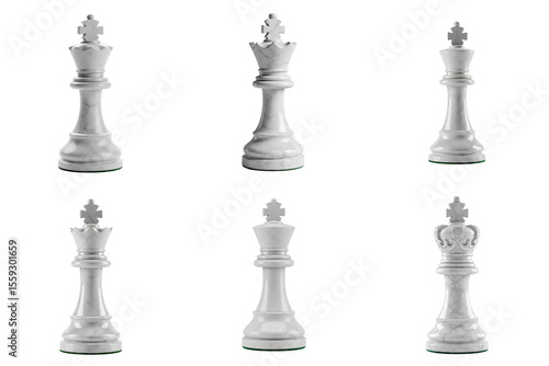 Wallpaper Mural Set of six elegant white chess king pieces displayed against a transparent backdrop Torontodigital.ca