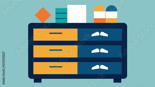 Labelled Drawers A dresser with labeled drawers such as Socks and Shirts to help those with cognitive decline or brain injuries to easily find and put away their clothing.. Vector illustration