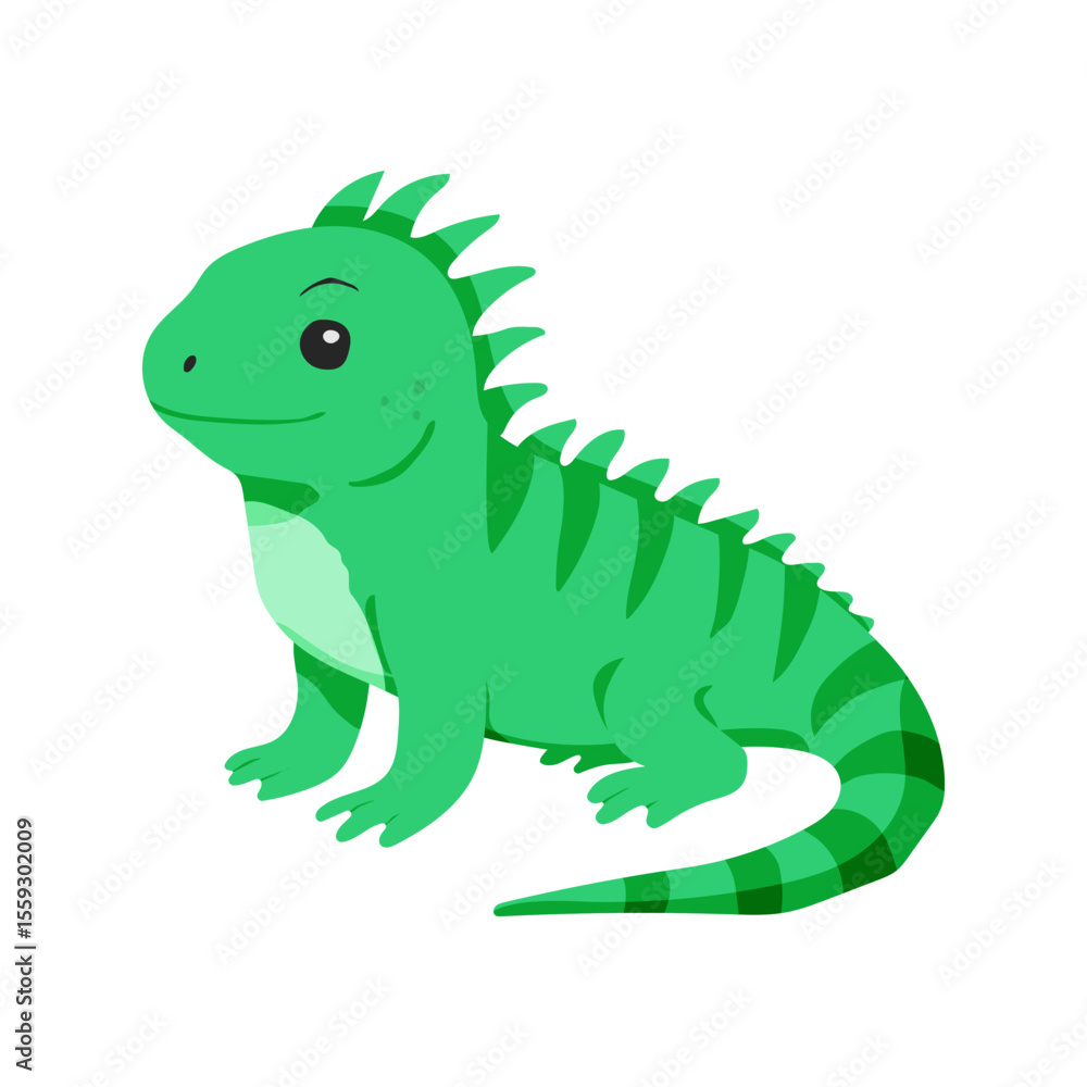 A green lizard with a smile on its face. The lizard is sitting on a white background. The lizard is cute and happy A green lizard with a smile on its face. The lizard is sitting on a white background. The lizard is cute and happy