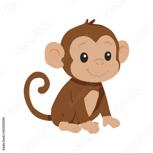 A cute little monkey with a big smile on its face. It is sitting on its hind legs and looking at the camera