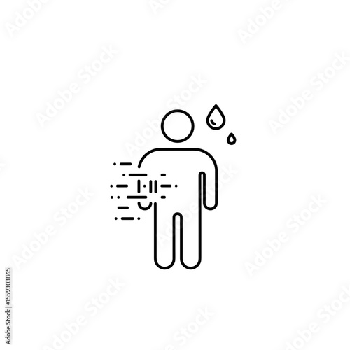 Dehydrated person with sweating icon line art