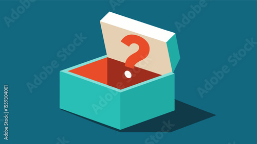 An empty memory box with a question mark signifying the endless possibilities and potential for selfdiscovery that can be found within a custom memory box.. Vector illustration