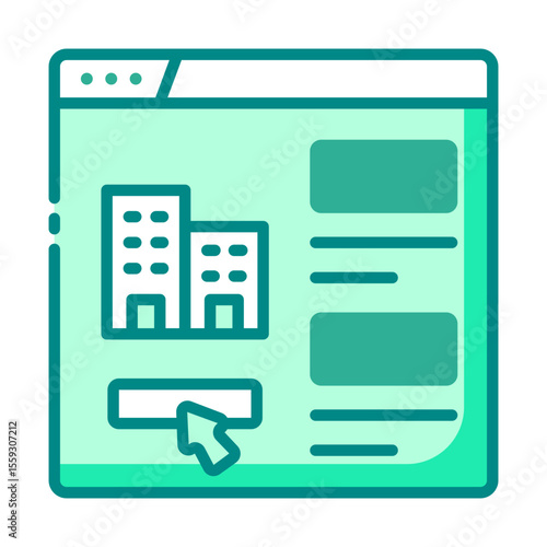 booking green filled line icon for online hotel find and room reserve