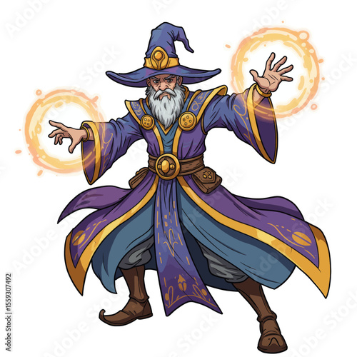 Mystical Wizard Character Vector Illustration Magical Being Cartoon