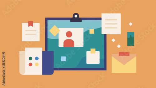 Just as a painter carefully selects and arranges their colors on a canvas creating a memory board with photos and notes allows us to curate and preserve our cherished memories.. Vector illustration