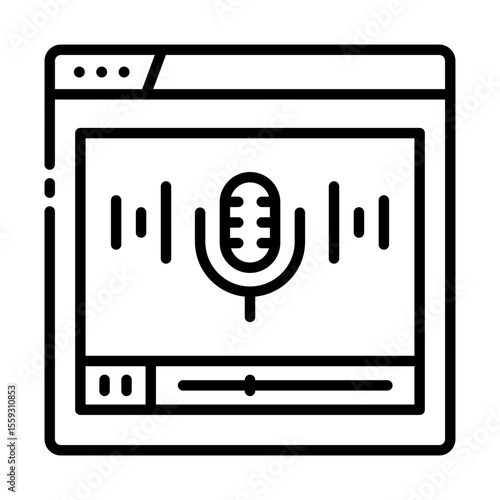 microphone outline icon for audio capture and online voice tool