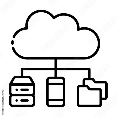 cloud base outline icon for online storage and data structure