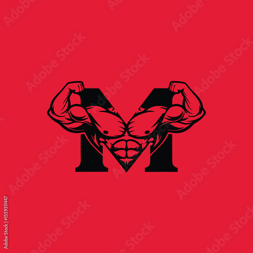 "Bodybuilder Inside Letter M Logo