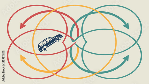 Car in a Network of Interconnected Paths.