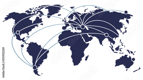 Global Network Connections World Map Illustration.