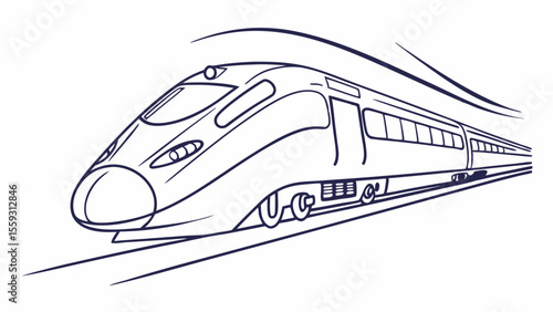 Stylized Line Art Illustration of a HighSpeed Train.