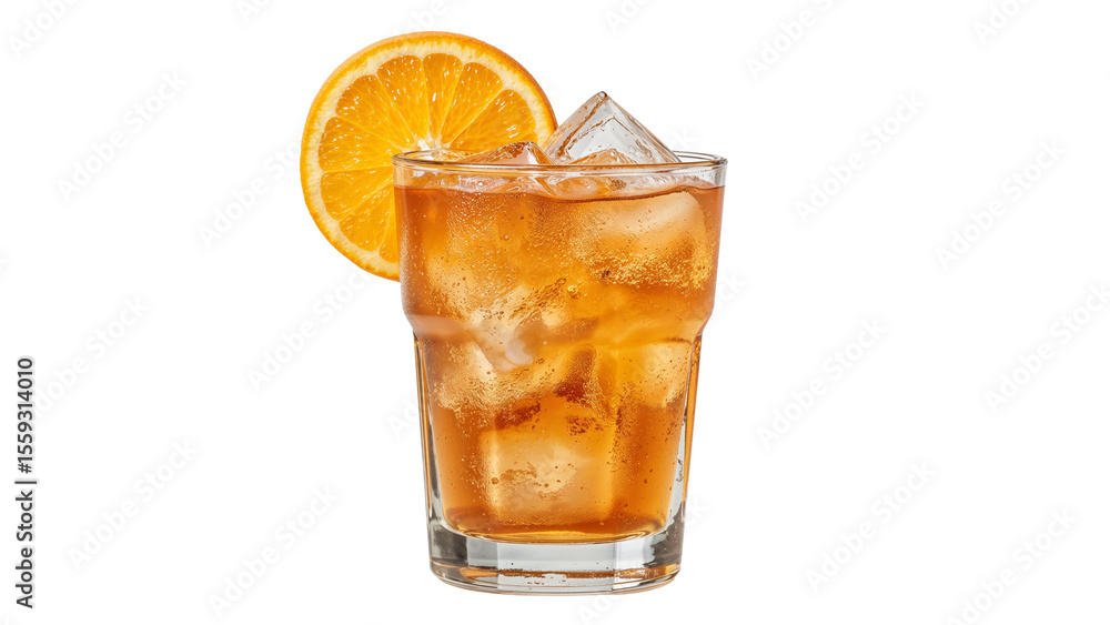 Iced Tea with Orange Slice in Glass Isolated on Transparent Background PNG Iced Tea with Orange Slice in Glass Isolated on Transparent Background PNG