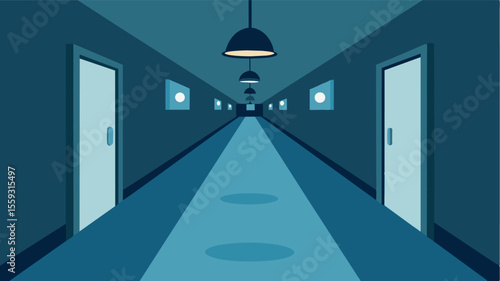 An illustration showing the use of motion sensor lights in the hallway to assist with navigation and reduce falls for those with memory loss.. Vector illustration