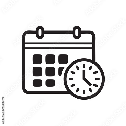 Calendar and clock symbol for time management and scheduling tasks