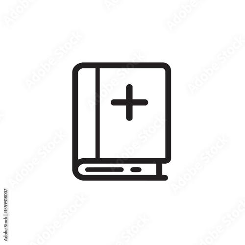 A simple design featuring a medical book with a cross symbol