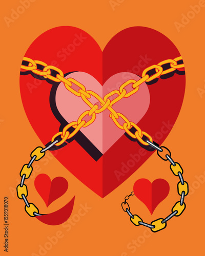 The chains of manipulation labeled with guilt trips and empty promises twist around a persons heart and suffocate their selfworth.. Vector illustration