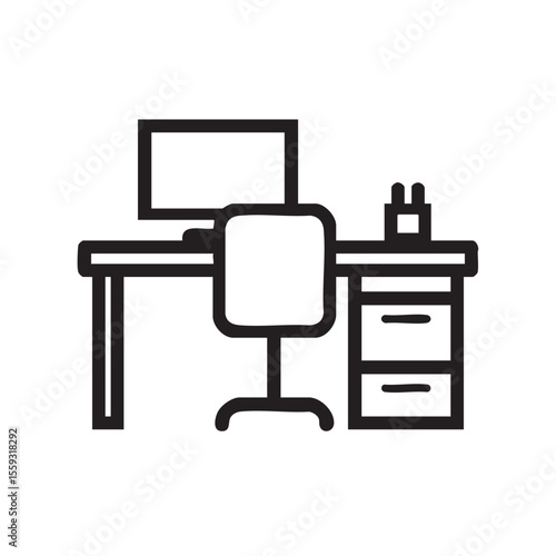 Modern workspace design featuring a computer and storage