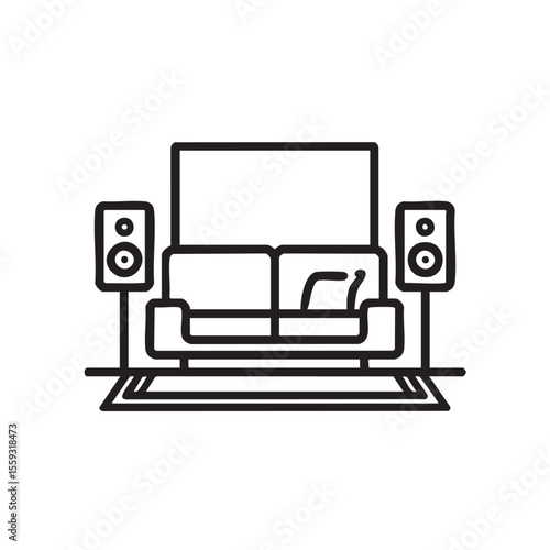 Modern living room design with sofa and speakers for entertainment