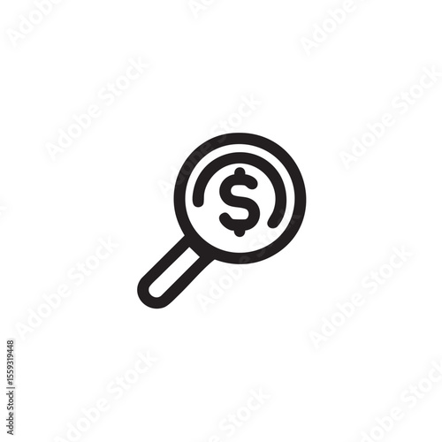Magnifying glass focusing on dollar symbol for finance