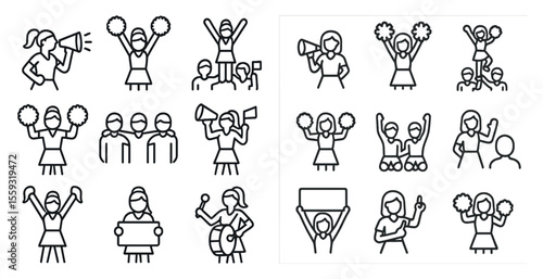 Various cartoon characters striking different poses with upbeat expressions.