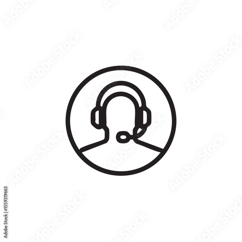 Customer support agent icon with headset for interactions