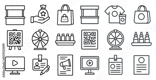 Various icons represent marketing concepts, including displays and merchandise.