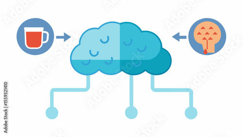 A timeline of the effects of dehydration on the brain starting with mild symptoms such as brain fog and ending with severe consequences such as cognitive decline and dementia.. Vector illustration