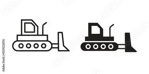 Bulldozer icon pack. Flat Vector Icon Design Element.