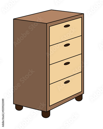 Chest of drawers, storage furniture - vector full color picture. Bedside table, chest of drawers