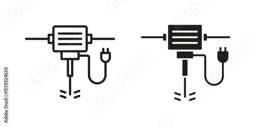 Hydraulic breaker icon pack. Flat Vector Icon Design Element.