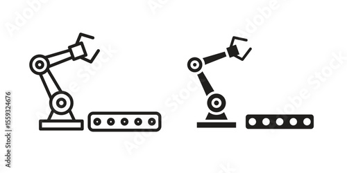 Industrial robot icon pack. Flat Vector Icon Design Element.
