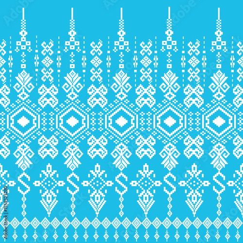 Tribal and cultural pixel style pattern design.