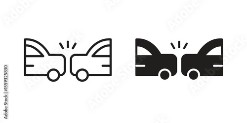 Rear end collision icon pack. Flat Vector Icon Design Element.