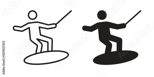 Wakeboarding icon pack. Flat Vector Icon Design Element.