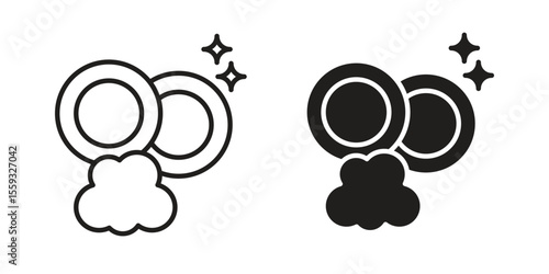 Washing dishes icon pack. Flat Vector Icon Design Element.