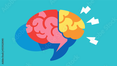 Visual of a damaged temporal lobe associated with language and speech impairments.. Vector illustration