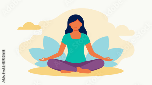 An image of a caregiver practicing a relaxation technique during a training session emphasizing the importance of selfcare for reducing stress and preventing burnout.. Vector illustration