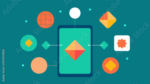 Shape Shift An app that requires users to rotate and manipulate different shapes to fit into specific patterns improving spatial recognition and problemsolving skills.. Vector illustration