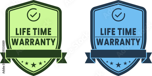 Lifetime Warranty Badge for Product Labels and E-commerce Listings – Quality Guarantee Sticker, Lifetime Warranty label, sticker, seal, badge, icon, logo, sign flat vector illustration