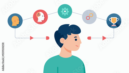 Tracing the Journey Conducting an interview with a person who has had multiple concussions mapping out the shifts and changes in their personality and cognition over the years.. Vector illustration