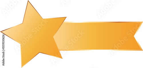 long gold colored ribbon banner with gold frame and star shape gold banner