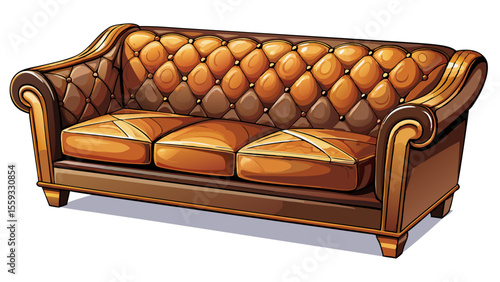 A beautiful leather sofa bed, elegantly designed and fully isolated on a white background, showcasing smooth textures, functional comfort, and stylish form—perfect as a versatile piece of modern furni